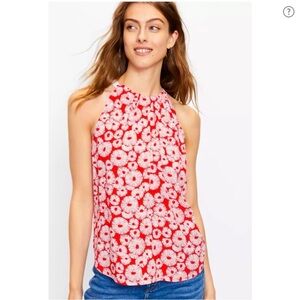LOFT Halter Tie Top SMALL Summer Fourth of July Shirt Floral Fireworks Picnic